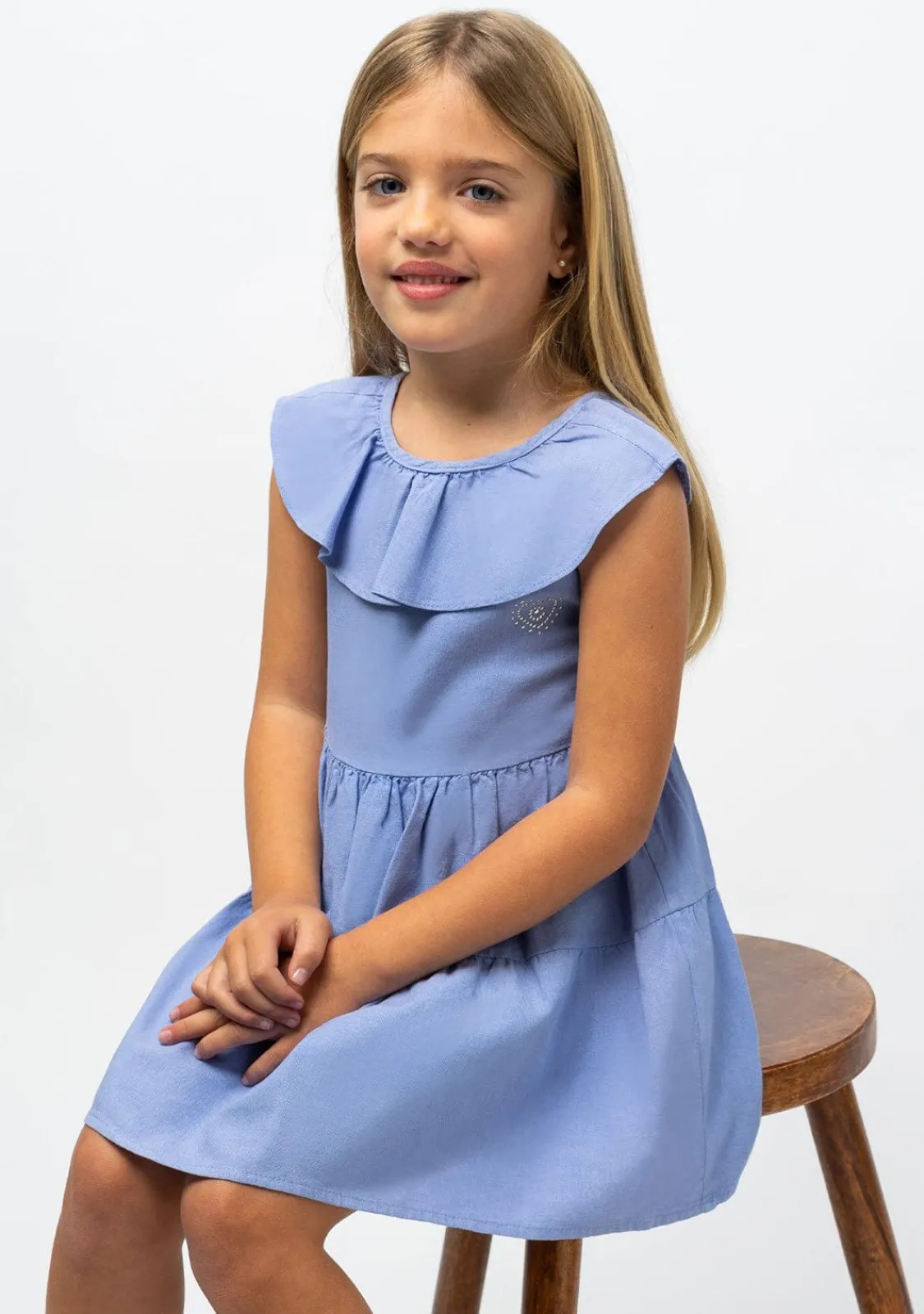 Conguitos Vestido De Niña Volante Azul^ Vestidos De Verano|Vestidos