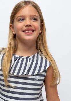Conguitos Vestido De Niña Volante Rayas Marino^ Vestidos De Verano|Vestidos
