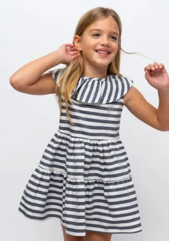 Conguitos Vestido De Niña Volante Rayas Marino^ Vestidos De Verano|Vestidos