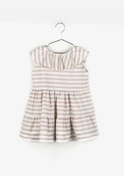 Conguitos Vestido De Niña Volante Rayas Arena^ Vestidos De Verano|Vestidos