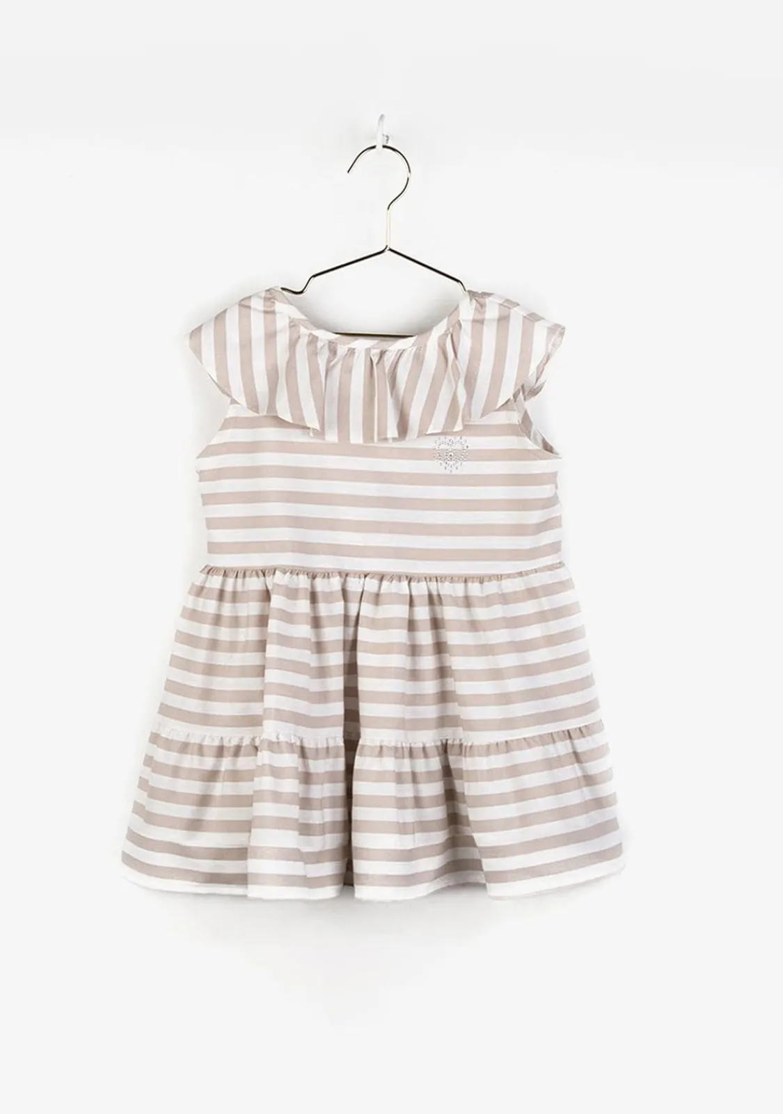 Conguitos Vestido De Niña Volante Rayas Arena^ Vestidos De Verano|Vestidos