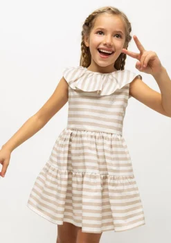 Conguitos Vestido De Niña Volante Rayas Arena^ Vestidos De Verano|Vestidos
