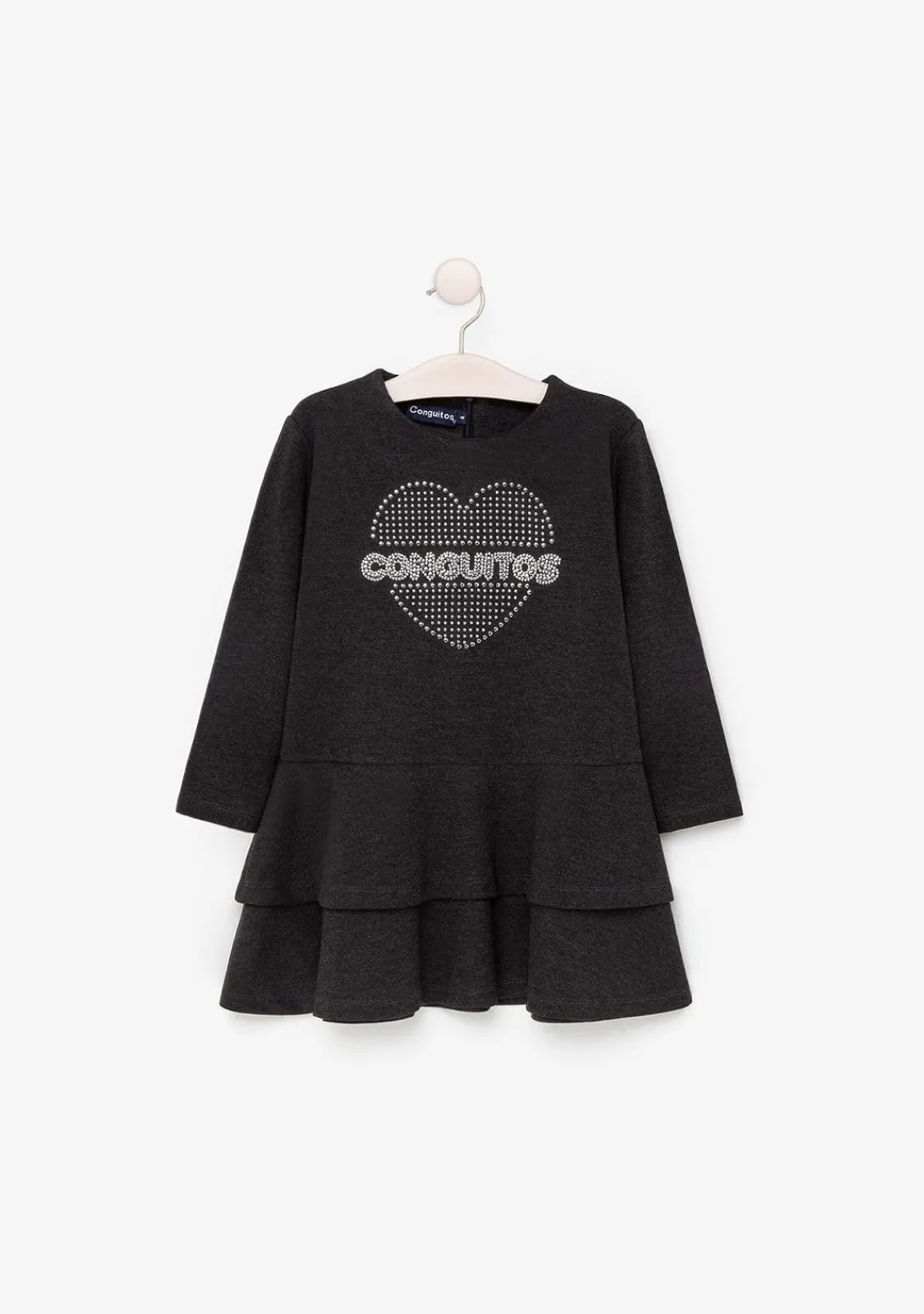Conguitos Vestido De Niña Volantes Gris^ Vestidos Sudadera|Vestidos
