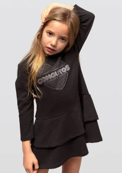 Conguitos Vestido De Niña Volantes Gris^ Vestidos Sudadera|Vestidos