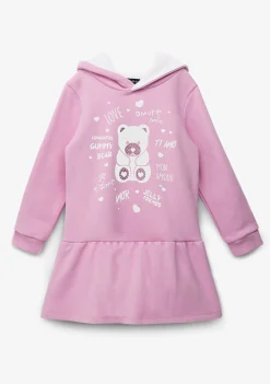 Conguitos Vestido Niña Capucha Osito Pedrería Rosa^ Vestidos Sudadera|Vestidos