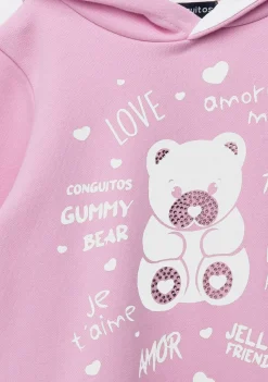 Conguitos Vestido Niña Capucha Osito Pedrería Rosa^ Vestidos Sudadera|Vestidos