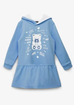 Conguitos Vestido Niña Capucha Osito Pedrería Azul^ Vestidos Sudadera|Vestidos