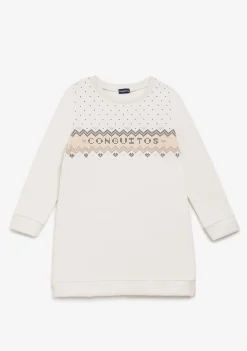 Conguitos Vestido Sudadera Cenefa Beige^ Vestidos Sudadera|Vestidos