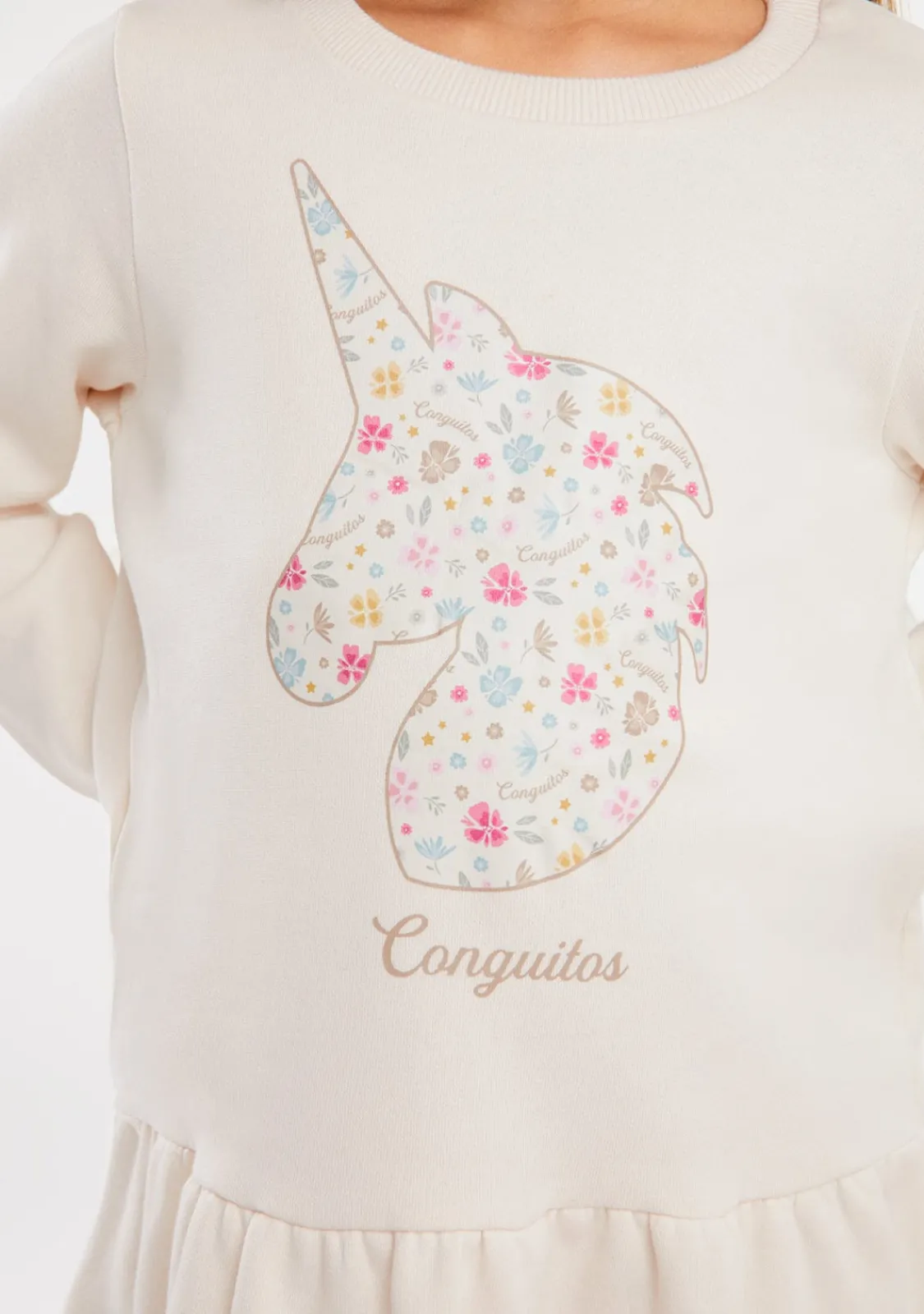 Conguitos Vestido Sudadera Unicornio Beige^ Vestidos