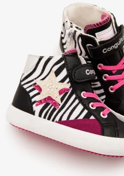 Conguitos Zapatillas Altas Cebra Con Estrella Negro^ Zapatillas