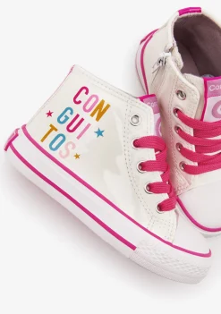 Conguitos Zapatillas Altas Charol Letras Blanco^ Zapatillas|Zapatillas