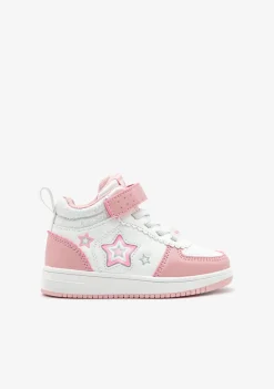 Conguitos Zapatillas Altas Con Luces Estrellas Rosa^ Zapatillas Con Luces|Zapatillas