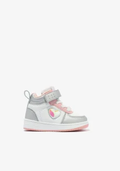 Conguitos Zapatillas Altas De Bebé Con Luz Corazón Plata^ Zapatillas Con Luces|Zapatillas