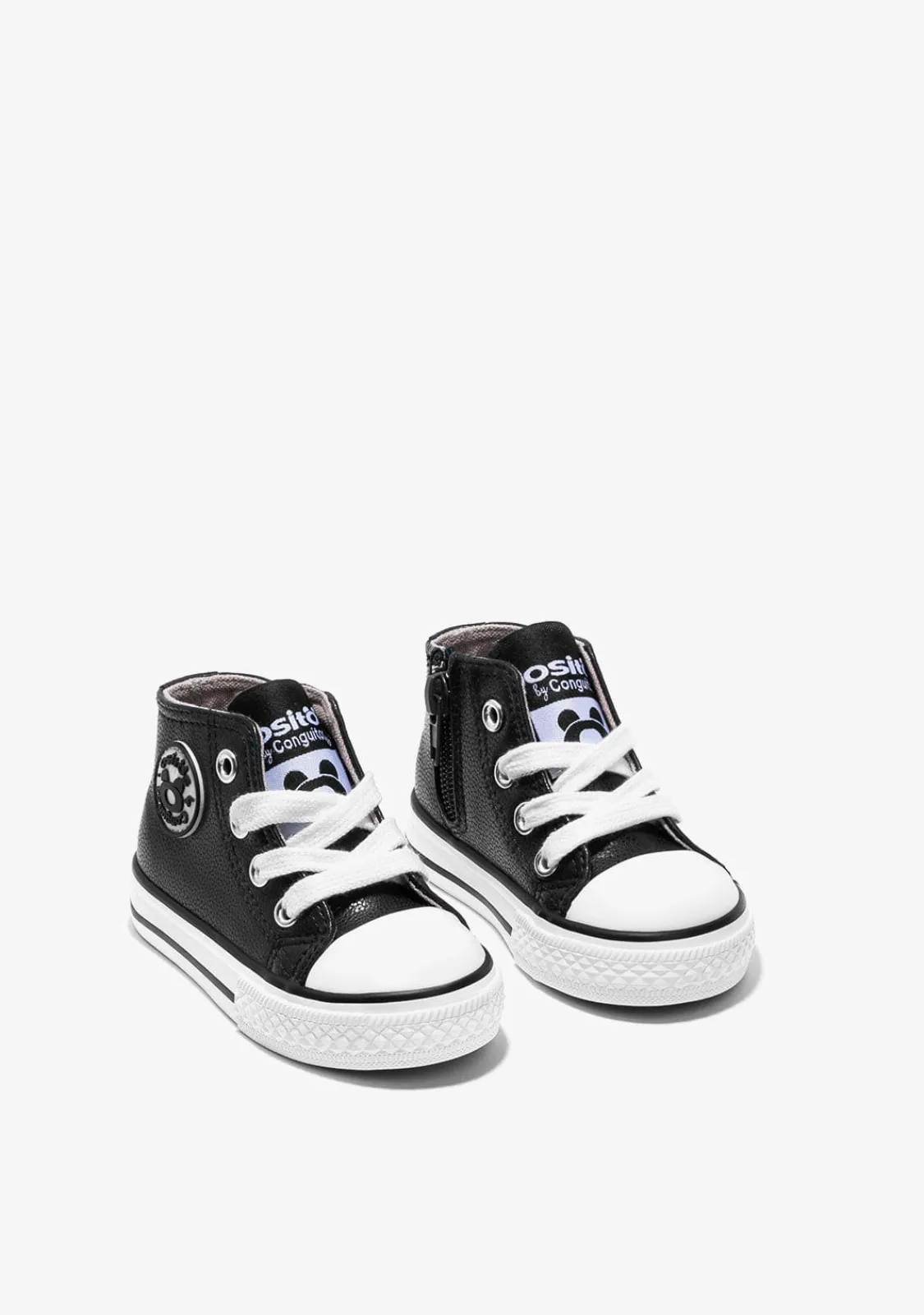 Conguitos Zapatillas Altas De Bebé Logo Napa Negro^ Zapatillas|Zapatillas