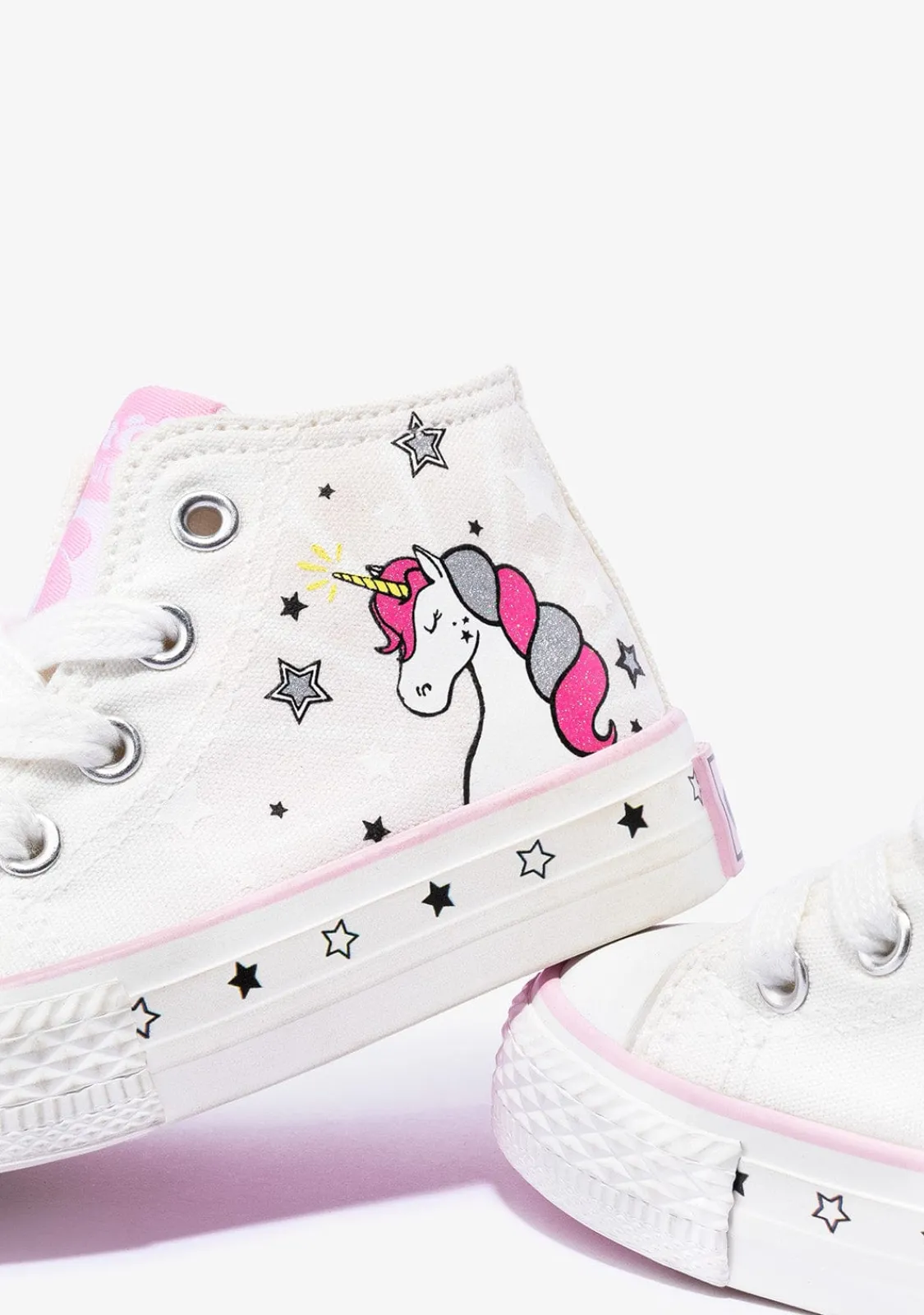 Conguitos Zapatillas Altas De Bebé Unicornio Solar Lona Blanco^ Zapatillas|Zapatillas