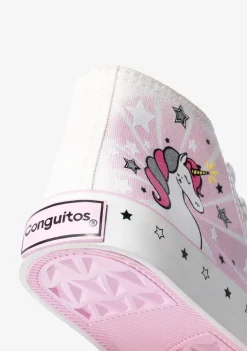 Conguitos Zapatillas Altas De Niña Unicornio Solar Lona Blanco^ Zapatillas