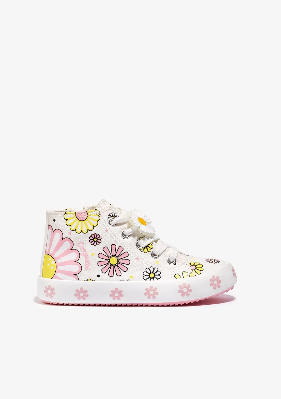 Conguitos Zapatillas Altas Flores Brillo En La Oscuridad Blanco^ Zapatillas
