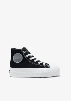 Conguitos Zapatillas Altas Lona Plataforma Negro B&W^ Zapatillas|Zapatillas