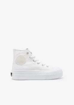 Conguitos Zapatillas Altas Lona Plataforma Blanco B&W^ Zapatillas|Zapatillas