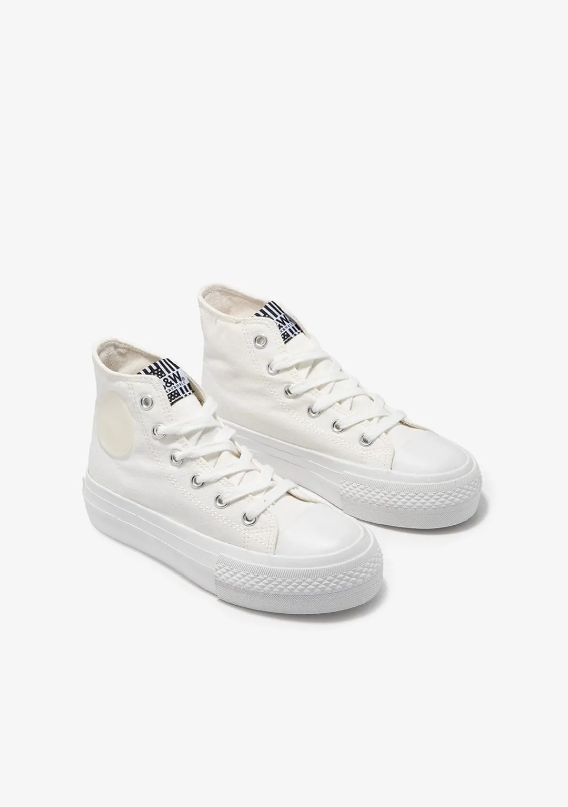 Conguitos Zapatillas Altas Lona Plataforma Blanco B&W^ Zapatillas|Zapatillas