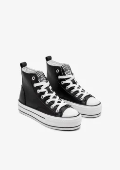 Conguitos Zapatillas Altas Napa Negra B&W^ Zapatillas|Zapatillas