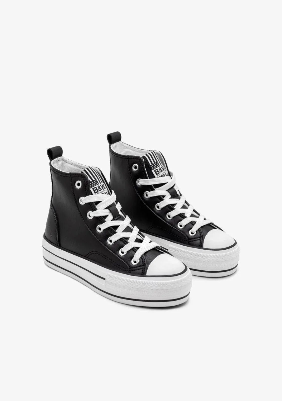 Conguitos Zapatillas Altas Napa Negra B&W^ Zapatillas|Zapatillas