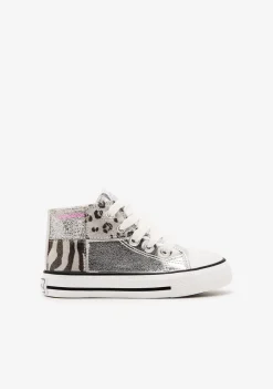 Conguitos Zapatillas Altas Patchwork Plata^ Zapatillas|Zapatillas
