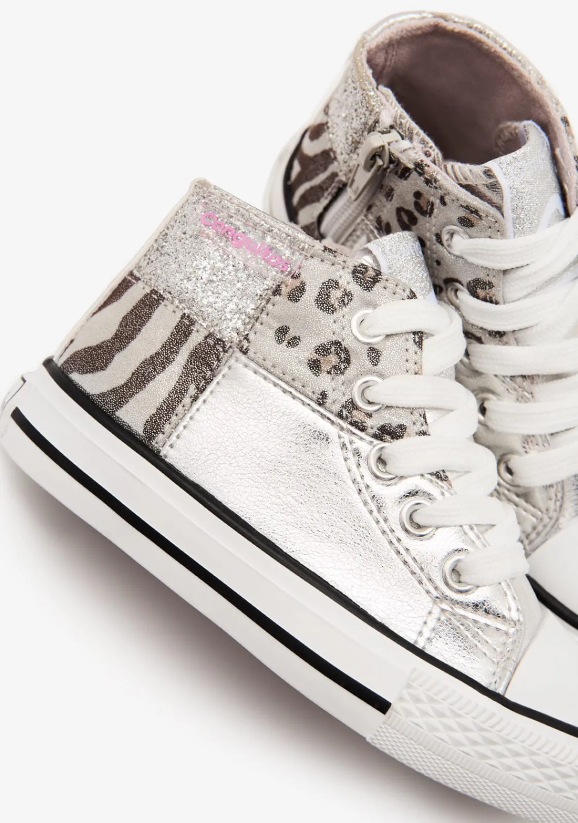 Conguitos Zapatillas Altas Patchwork Plata^ Zapatillas|Zapatillas