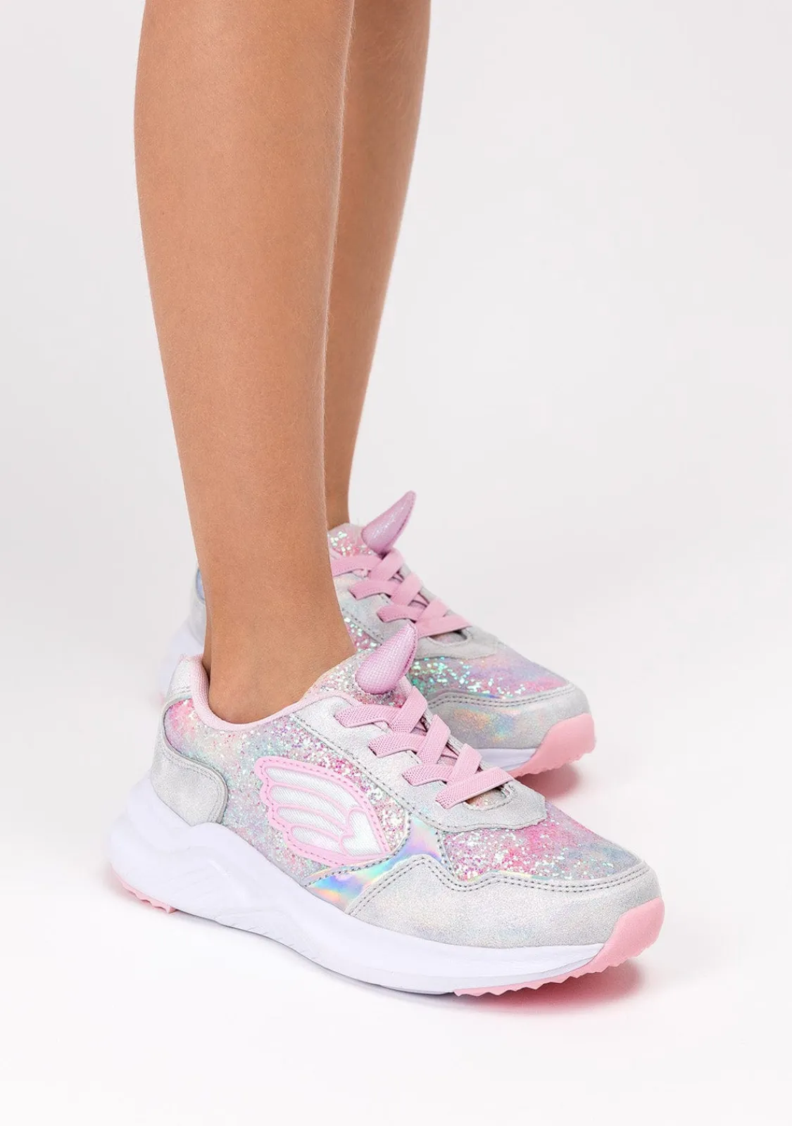 Conguitos Zapatillas De Niña Unicornio Con Luz Metalizado Blanco^ Zapatillas Con Luces|Zapatillas
