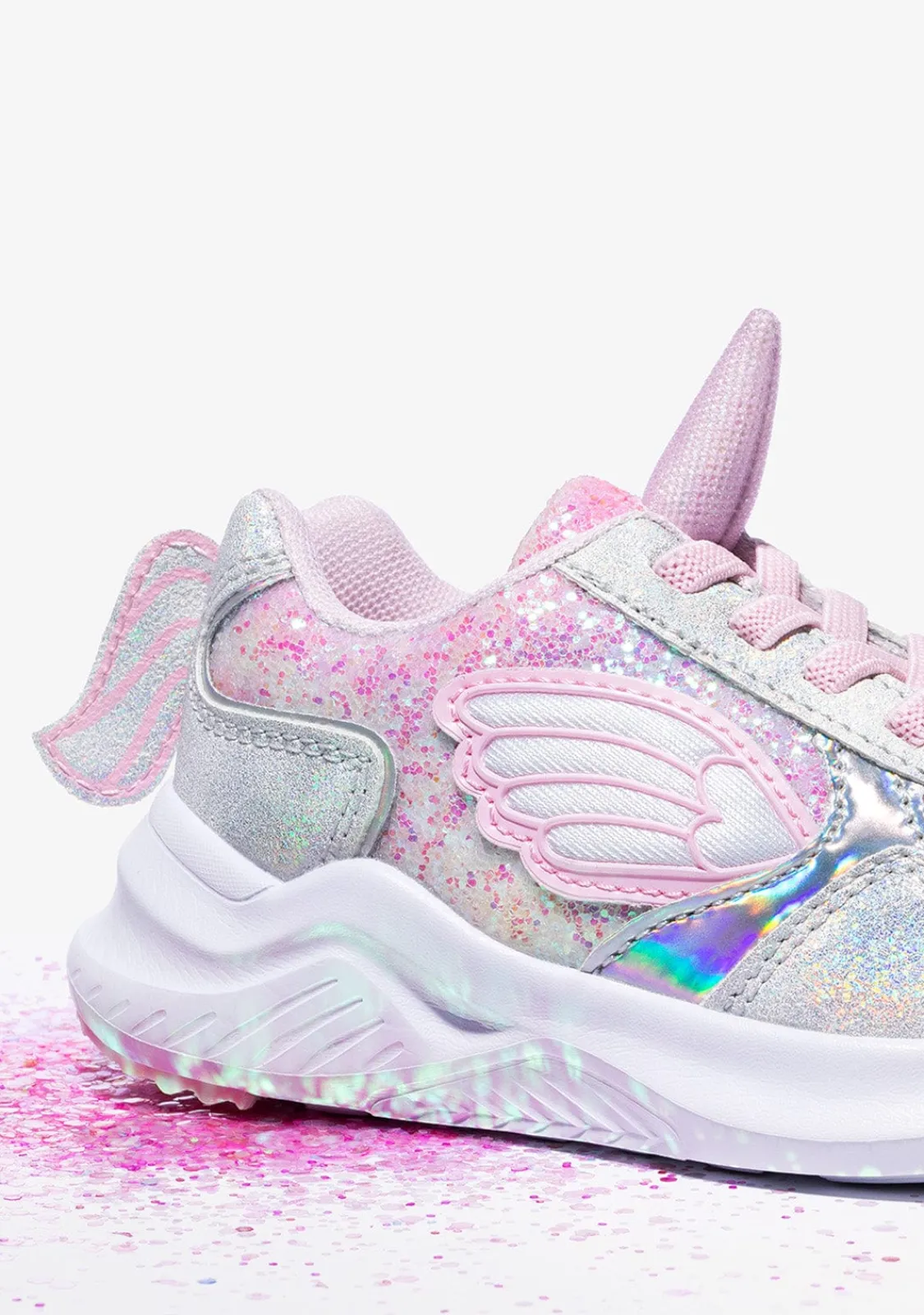 Conguitos Zapatillas De Niña Unicornio Con Luz Metalizado Blanco^ Zapatillas Con Luces|Zapatillas
