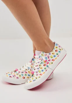 Conguitos Zapatillas Flores Lona Blanco^ Zapatillas