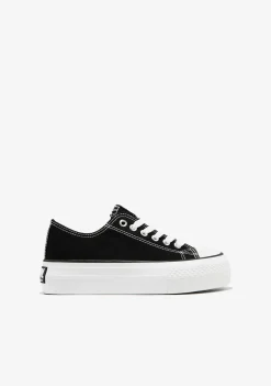 Conguitos Zapatillas Lona Plataforma Negro B&W^ Zapatillas|Zapatillas