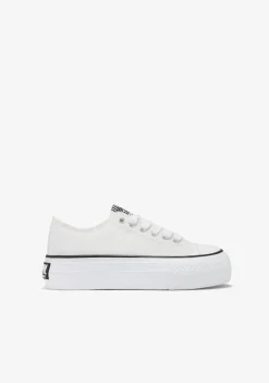 Conguitos Zapatillas Lona Plataforma Blanco B&W^ Zapatillas|Zapatillas
